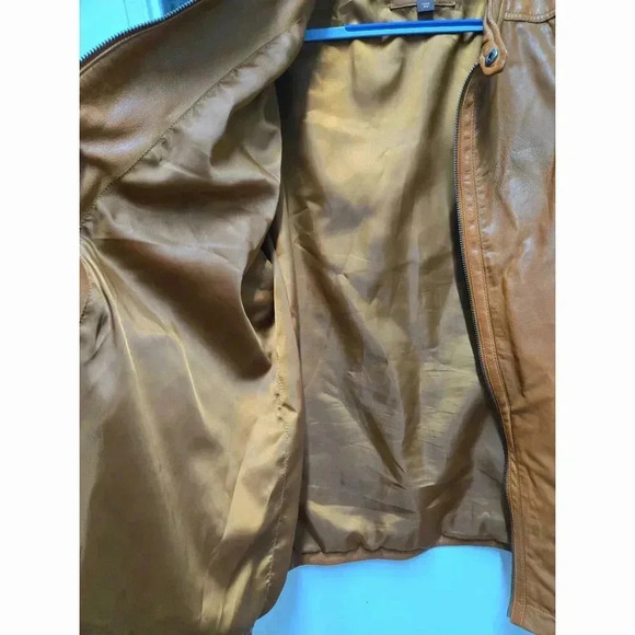 Tasso Elba Men's Brown Genuine Leather Jacket Zip Warm Winter Coat Size M - Picture 5 of 8